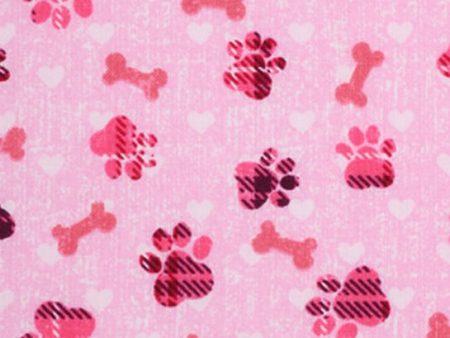 Pink Dog Paw Puppy Animals Fabric by the yard Hot on Sale