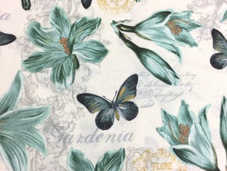 Lillies Butterfly Butterflies Fabric by the yard Hot on Sale