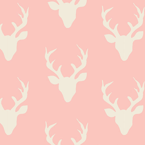 Hello Bear Buck Forest Pink Deer Reindeer Woodland Fabric by the yard For Cheap