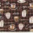 Coffee Print Brown Fabric by the yard Fashion