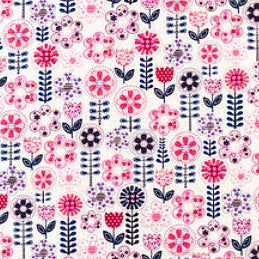 Daisy Floral Pink Navy Fabric by the yard Online