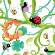 Leif Allover Floral Snail Caterpillar Ladybug Fabric by the yard on Sale