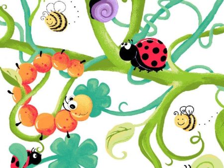 Leif Allover Floral Snail Caterpillar Ladybug Fabric by the yard on Sale