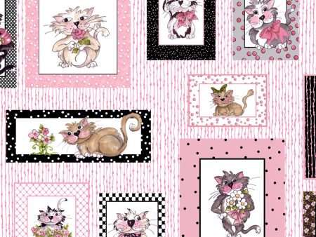 Fancy Cats Pink Kitten Animals Fabric by the yard Cheap