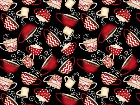 Morning Coffee Marshmallow Toss Cups Fabric by the yard Fashion