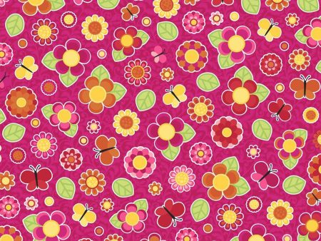 Tossed Flowers Butterflies Floral Butterfly Fabric by the yard Online now