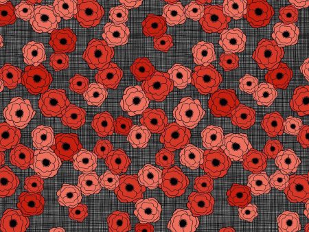 Poppy Floral Stacked Poppies Fabric by the yard Fashion