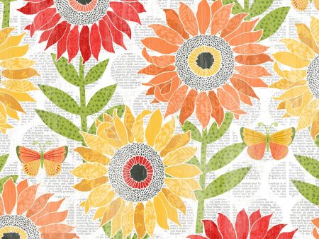 Sing your Song Floral Daisy Sunflower Fabric by the yard Online now