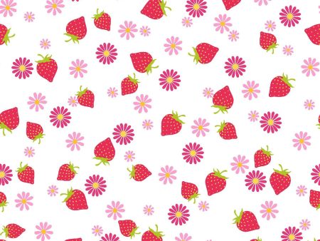 Cupcake Cafe by Laura Stone Strawberries Floral Berry Fabric by the yard Fashion