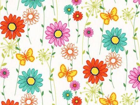 Doodle Daisy Floral Flower Fabric by the yard Sale