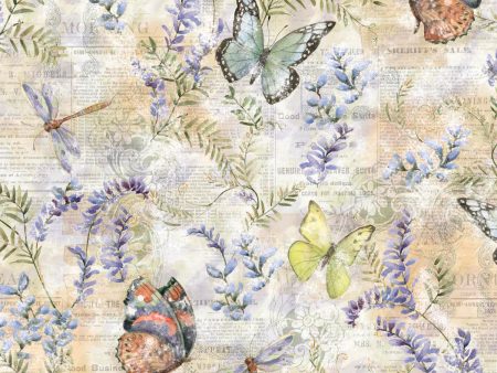 Chic Butterflies Floral Butterfly Fabric by the yard For Sale