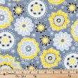 Daisy Floral Gray Yellow Fabric by the yard For Sale