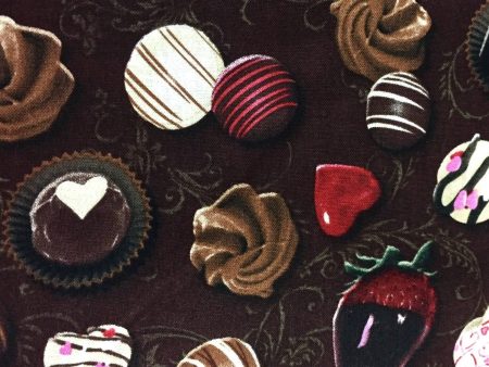 Valentine Chocolate Strawberries Candies Fabric by the yard For Cheap