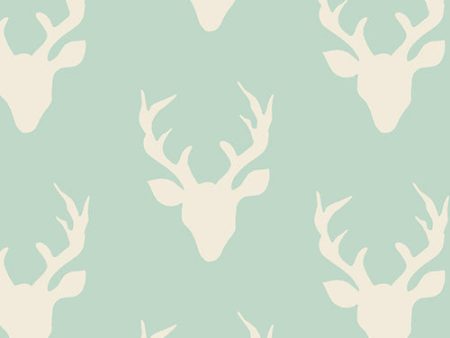 Hello Bear Buck Forest Mint Deer Reindeer Woodland Fabric by the yard Online Sale