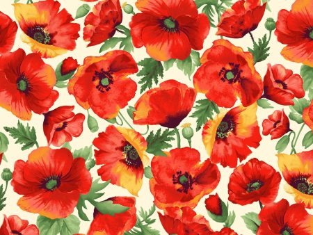 Field of Dreams Poppy Floral Poppies Fabric by the yard For Cheap