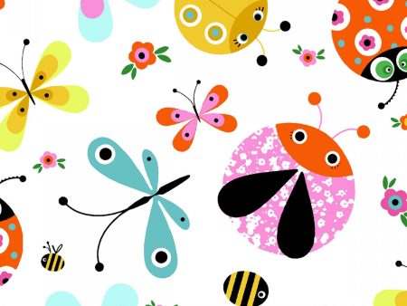 Flutterby Dragonflies, Lady Bugs Butterflies Butterfly Fabric by the yard Fashion