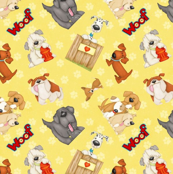 Toss Dogs Puppy Animals Fabric by the yard For Cheap