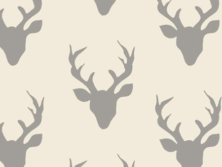 Hello Bear Buck Forest Silver Deer Reindeer Woodland Fabric by the yard Hot on Sale