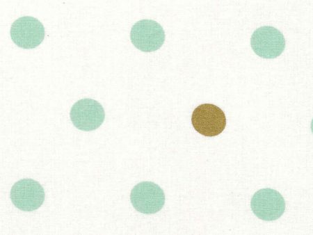 Large Metallic Dot Mint Gold Geometric Fabric by the yard on Sale