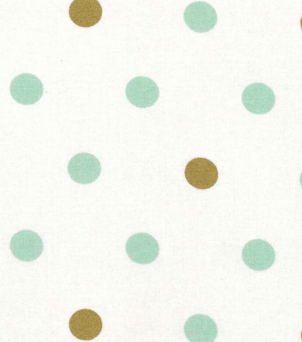 Large Metallic Dot Mint Gold Geometric Fabric by the yard on Sale