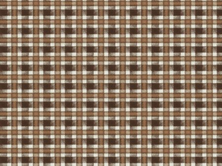 Pioneer Spirit Brown Check Plaid Gingham Fabric by the yard For Sale