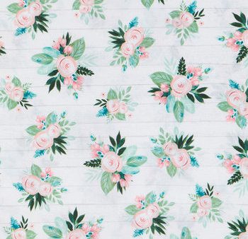 Rose Lambs Ear Shiplap Floral Roses Fabric by the yard Online