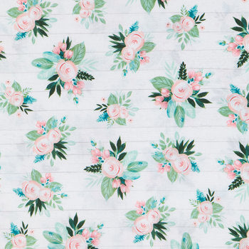 Rose Lambs Ear Shiplap Floral Roses Fabric by the yard Online