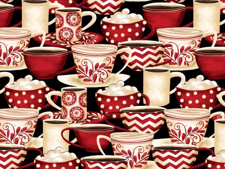 Morning Coffee Marshmallow Cups Fabric by the yard Cheap