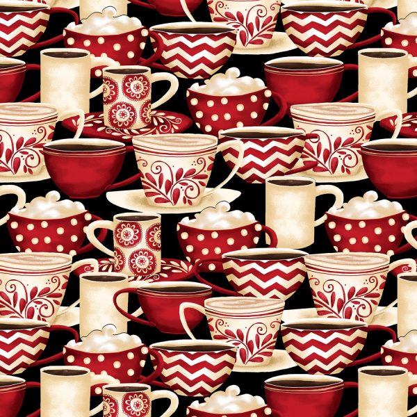 Morning Coffee Marshmallow Cups Fabric by the yard Cheap