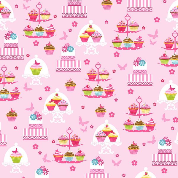 Cupcake Café by Laura Stone Cake Floral Berry Fabric by the yard Sale