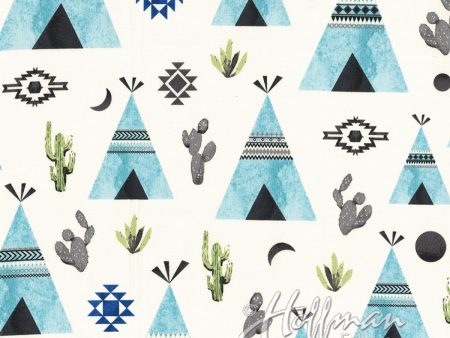 Teepee Cactus Floral Flowers Fabric by the yard Online now