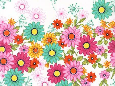 Doodle Daisy Border Floral Flower Fabric by the yard Online Sale