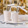 Champagne Noir Nude and Black Happy Birthday Paper Straws Fashion