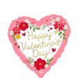 Happy Valentine s Day Floral Foil Balloon 45cm Sale