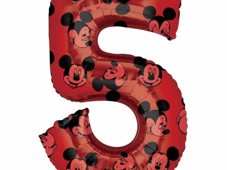 Mickey Mouse Number 5 Red SuperShape Balloon 58x83cm Supply