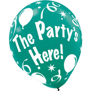 The Party s Here Assorted Latex Balloons 12in, 6pcs on Sale