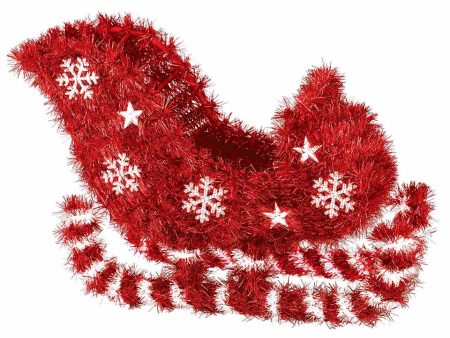 Sleigh Tinsel 3d Decoration 7in For Discount