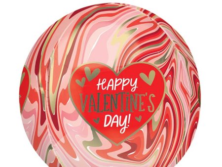 Happy Valentine s Day Twisty  Marbie Orbz Foil Balloon 38x40cm Online