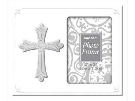 Religious White  Metal Frame With Cross Online