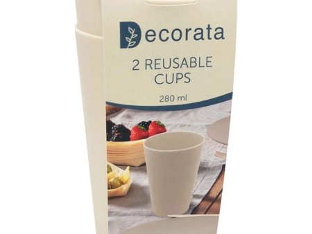 Beige Party Popcorn Reusable Cups 280ml 2pcs Cheap