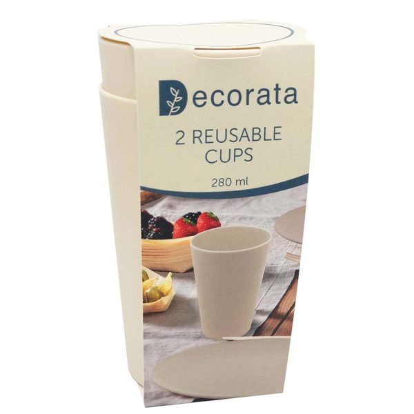 Beige Party Popcorn Reusable Cups 280ml 2pcs Cheap