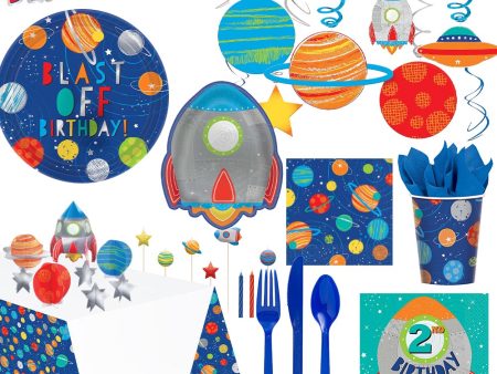 2nd Birthday Blast Off Party Kit For 8 People For Discount