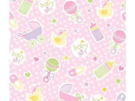 Baby Girl Pink Jumbo Gift Wrap 16ft x 30in Hot on Sale