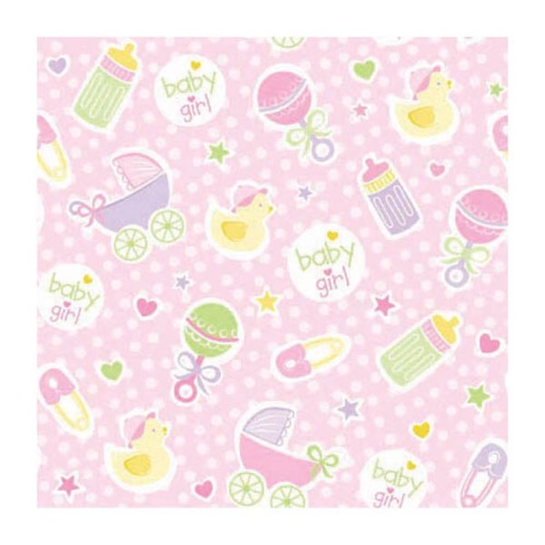 Baby Girl Pink Jumbo Gift Wrap 16ft x 30in Hot on Sale