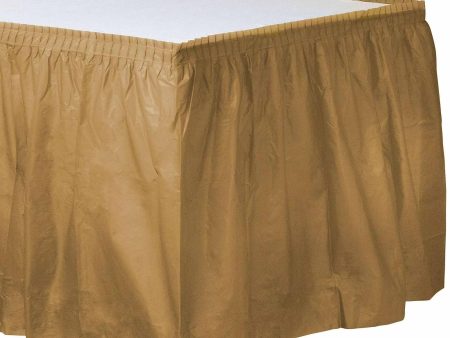 Gold Plastic Table Skirt 21ft x 29in on Sale