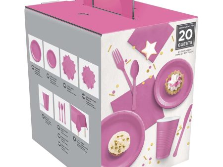 Bright Pink Boxed Tableware Kit for 20 Guests Discount