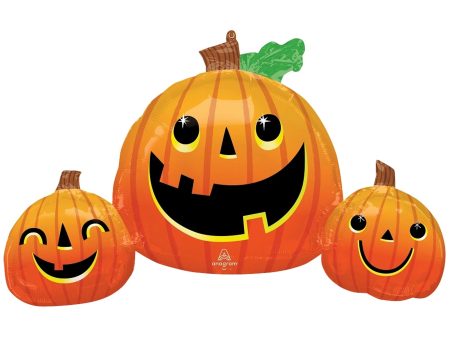 Smiley Pumpkin Trio SuperShape Balloon 88x55cm Online Sale