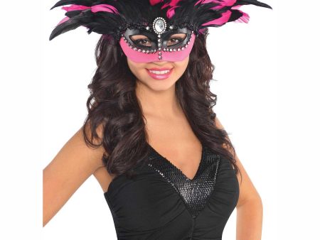 Adult Bejewelled Feather Mask Cheap