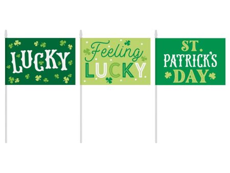 St. Patricks Day Handheld Flags 3pcs For Discount