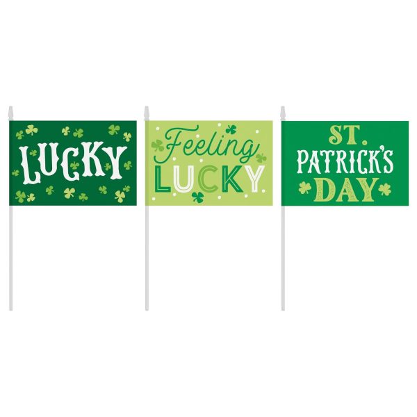 St. Patricks Day Handheld Flags 3pcs For Discount